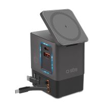 SBS Power Dock 6-in-1 mit MagSafe, Ständer und USB-C-Kabeln 65 W – Schwarz