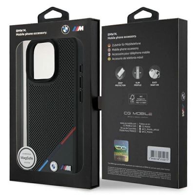 8. BMW M Perforierte Tricolor Line MagSafe Hülle für iPhone 16 Pro - Schwarz