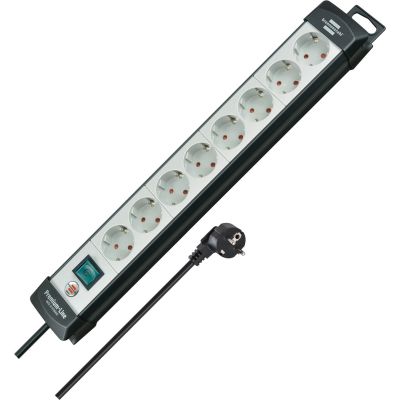 Brennenstuhl 1951580101 Regleta, 230 V, Schwarz und Hellgrau, 49 cm Verteiler 5 m 8 x Netzwerkdose Innenbereich Schwarz, Hellgrün