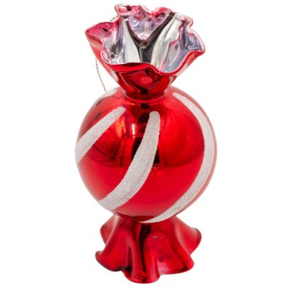 2. GLAS-CHRISTBAUMKUGEL IN BONBONFORM MICA ROT