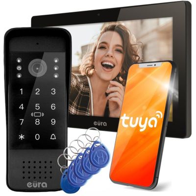 Video-Türsprechanlage EURA VDP-86A3 - 10"-Monitor, schwarz, TUYA