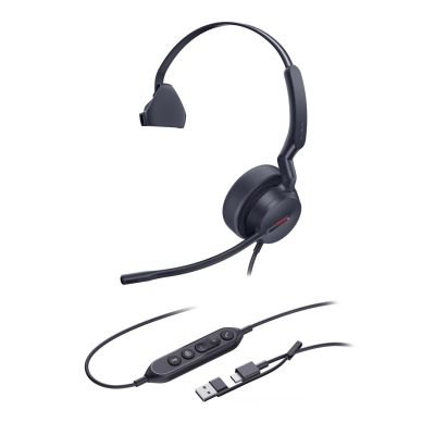 4. Yealink UH44 Mono Teams USB-C/A Headset mit Kabel und Kopfbügel, geeignet für Büro/Callcenter, USB Typ-C / USB Typ-A, Schwarz