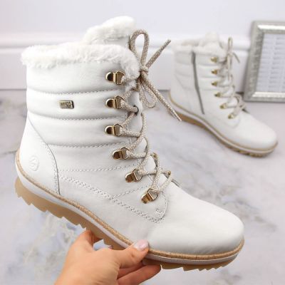 5. Remonte W RKR629 Wollgefütterte wasserdichte Lederstiefeletten, weiß