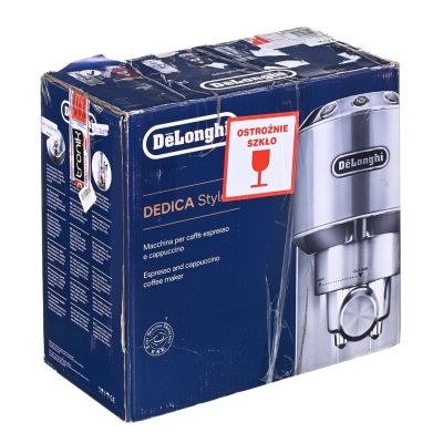 15. DeLonghi Dedica Style EC 685.M Siebträger-Kaffeemaschine (1350W; silberfarben)