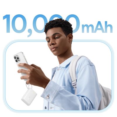 9. Baseus PicoGo 10000mAh 45W Powerbank mit integriertem Kabel und Display - Weiß
