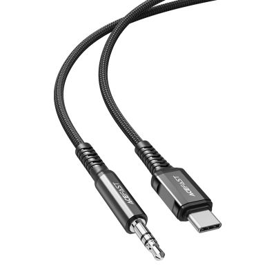 2. Acefast Audiokabel USB Typ C - 3,5 mm Miniklinke (männlich) 1,2 m, AUX schwarz (C1-08 schwarz)