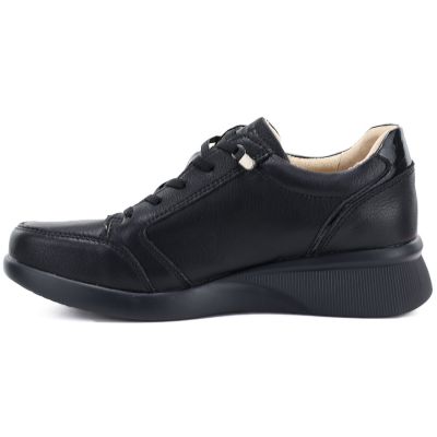 3. Bequeme, schwarze Keilschuhe aus Leder für Damen, Vinceza 79644