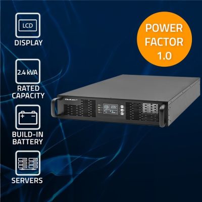 3. USV für Rack, 2,4 kVA, 2400 W, Leistungsfaktor 1,0, LCD-Display, Notstromversorgung, USB, Online-Anschluss