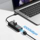 5. Orico PW3UR25-U3 USB-Hub mit 4 Anschlüssen (3x USB-A 3.0, 1x RJ45 2,5G Ethernet, 1,8 m Kabel) – Schwarz