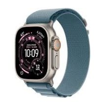 Apple Watch Ultra 3 GPS + Cellular 49 mm Gehäuse aus natürlichem Titan mit hellblauem Alpine Loop – Klein