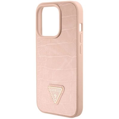 7. Guess GUHCP15XPCRTHCP iPhone 15 Pro Max rosa/rosa Hardcase Croco Triangle Metal Logo