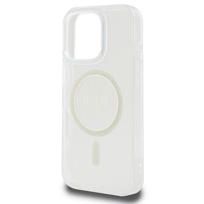 6. Guess IML Glitter Circle MagSafe Case für iPhone 16 Pro Max - Transparent