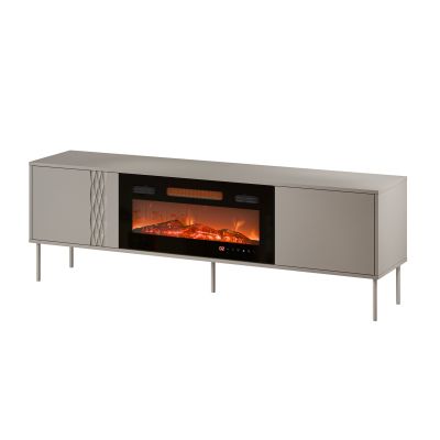 5. EF TV-Schrank + schwarzer TRESSE Kamin 180x40x54,5 cm, Kaschmir matt