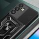 4. Hybrid Armor Camshield-Hülle mit Kameraabdeckung und Metallring für Samsung Galaxy S25+ – Schwarz