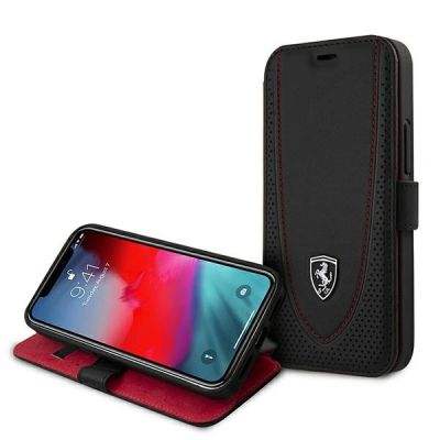 6. Ferrari FEOGOFLBKP12SBK iPhone 12 mini 5.4" schwarz/schwarzes Buch Off Track Perforated