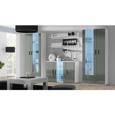 2. Kommode 120 cm SOHO S7 weiß/grau glänzend