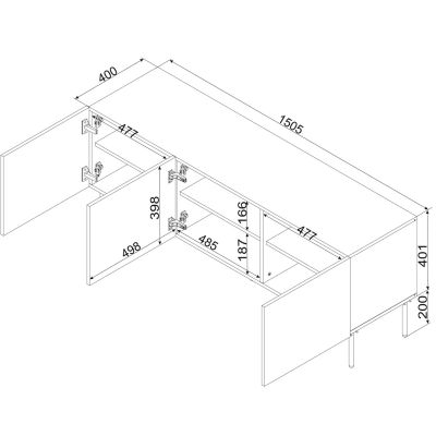 4. 3D-TV-Schrank PALAZZO BIS 151x40x60 weiß matt