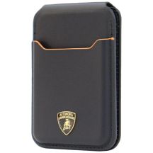Lamborghini D1 MagSafe Handyhülle aus echtem Leder – schwarz und orange