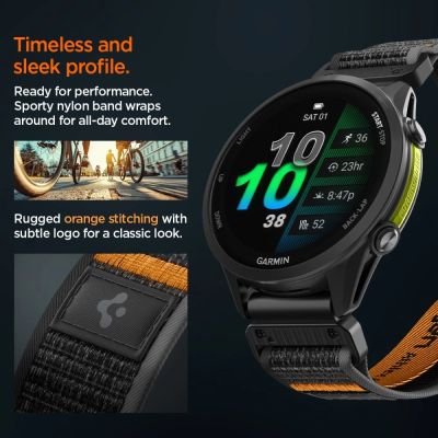 8. Spigen Athlex Air Armband für Garmin QuickFit 22 mm – Schwarz und Orange