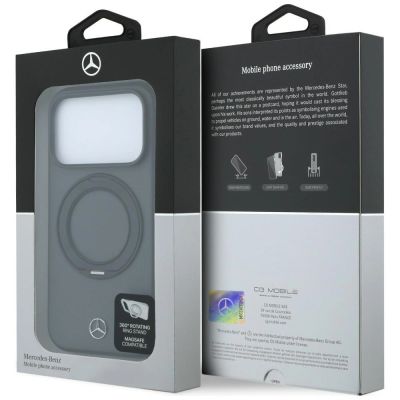 8. Mercedes Lederhülle mit Ringständer und MagSafe-Funktion für iPhone 18 Pro Max / 17 Pro Max – Dunkelgrau