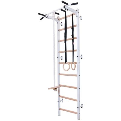 19. Turnwand aus Holz und Metall mit Metallstange und Zubehör für Kinderbank K 721W A076