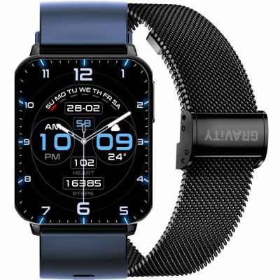 Smartwatch Gravity Marineblau Schwarz 2 Armbänder GT17-9