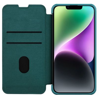 4. Nillkin Qin Leder Pro Hülle iPhone 14 Plus Kamerahülle Holsterhülle Klapphülle Grün