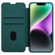 4. Nillkin Qin Leder Pro Hülle iPhone 14 Plus Kamerahülle Holsterhülle Klapphülle Grün