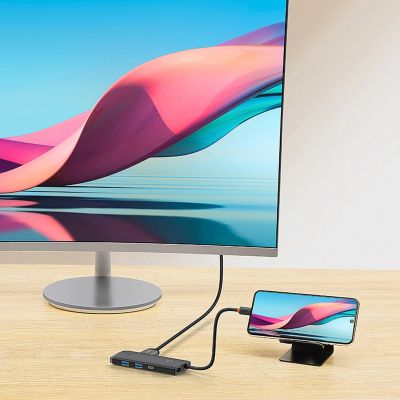 15. Baseus Lite Series multifunktionaler USB-Typ-C-HUB – 2 x USB 3.0 / USB Typ C / HDMI 1.4 / SD/TF OTG schwarz (WKQX050001)