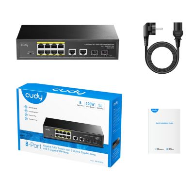 4. CUDY GS1010PS2 8-Port-GbE-PoE-Switch mit 2 Ports