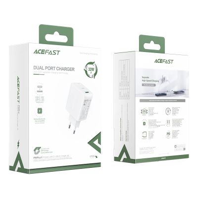 5. Acefast Wandladegerät USB Typ C / USB 32W, PPS, PD, QC 3.0, AFC, FCP weiß (A5 weiß)