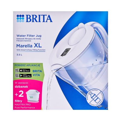 Brita Marella XL Filterkanne + 2 MaxtraPro PP-Kartuschen (3,5 l; weiß)