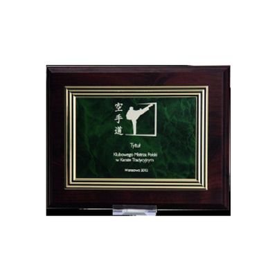 2. Kunststoffdiplom mit Gravur auf einer Goldplatte