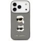3. Karl Lagerfeld FW Grained Karl & Choupette Heads Pins & Logo iPhone 17 Pro Hülle - Grau