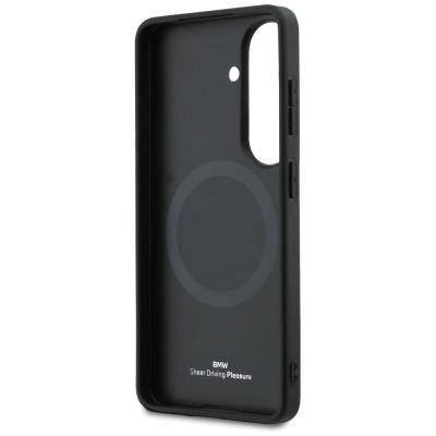 7. BMW Leder-MagSafe-Hülle mit Heißprägung für Samsung Galaxy S26 – Schwarz