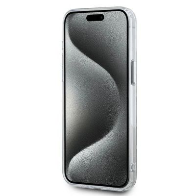 5. Karl Lagerfeld IML Monogram Karl & Choupette Head MagSafe Hülle für iPhone 15 Pro – transparent