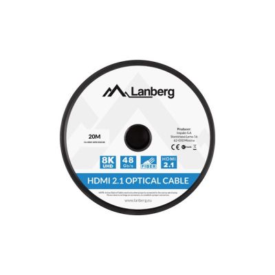 10. LANBERG HDMI-KABEL M/M V2.1 20M 8K OPTISCH AOC CA-HDMI-30FB-0200-BK