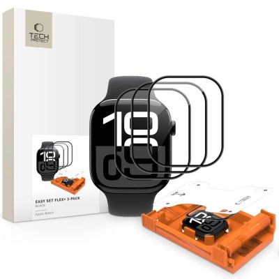 Tech-Protect Easy Set Flex+ 3er-Pack Schutzglas für Apple Watch 42 mm – Schwarz