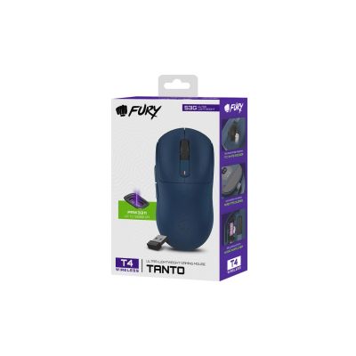 Gaming-Maus Fury Tanto T4, 12.000 DPI, RGB, marineblau, kabellos