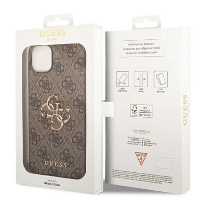 8. Guess 4G Big Metal Logo Case für iPhone 14 - Braun
