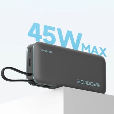 6. Cuktech CUKP200NGLDG 55W 20000mAh Powerbank mit integriertem USB-C-Kabel - Grau