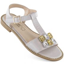 Bequeme Sandalen mit Zirkonen S.Barski W OLI261B silber