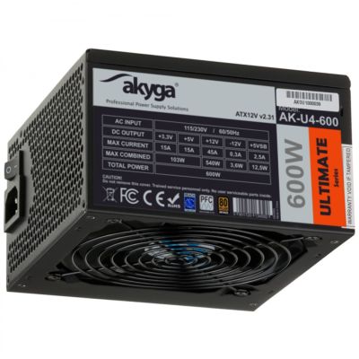 Akyga AK-U4-600 Netzteilmodul 600 W, 20+4-Pin-ATX, ATX, Schwarz