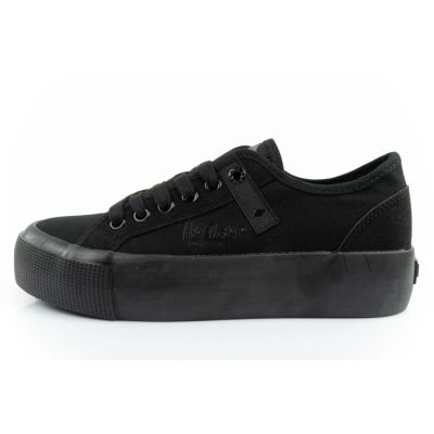 2. Lee Cooper Damen Sportschuhe Stoff Plateau Sneakers schwarz