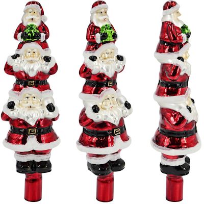 4. Glas-Christbaumspitze „Weihnachtsmänner“ 28,5 cm