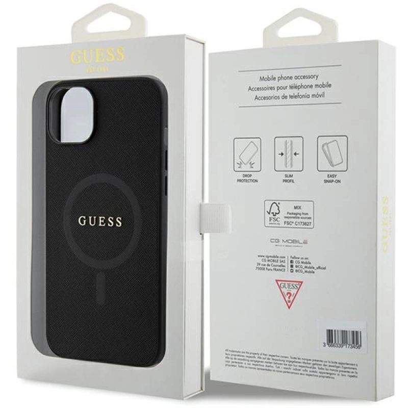 8. Guess GUHMP15MPSAHMCK iPhone 15 Plus 6,7" schwarz/schwarzes Hardcase Saffiano MagSafe