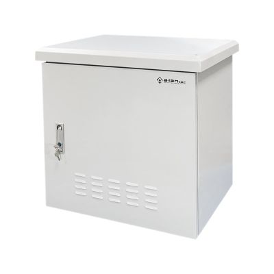 IP55-Schutzart, Wandmontage, 19 Zoll, 9 HE, 600 x 600 mm, 4 Tragträger, 4 Kabelverschraubungen, grau, ALANTEC