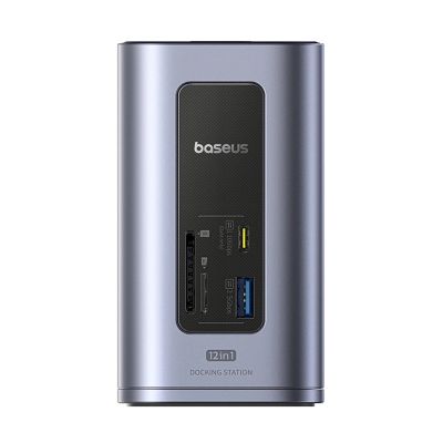 3. Baseus NU1 Air Spacemate Hub 12-in-1 USB-C Dockingstation – 2x HDMI 4K@60Hz, 2x USB-C 10 Gbit/s, 2x USB-A 5 Gbit/s, 2x USB-A (480 Mbit/s), RJ45, SD/microSD 3.0, USB-C (PD) – Grau