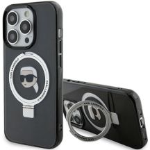 Karl Lagerfeld KLHMP15LHMRSKHK iPhone 15 Pro 6,1" schwarz/schwarz Hardcase Ringständer Karl Head MagSafe