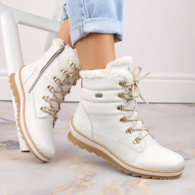 17. Remonte W RKR629 Wollgefütterte wasserdichte Lederstiefeletten, weiß